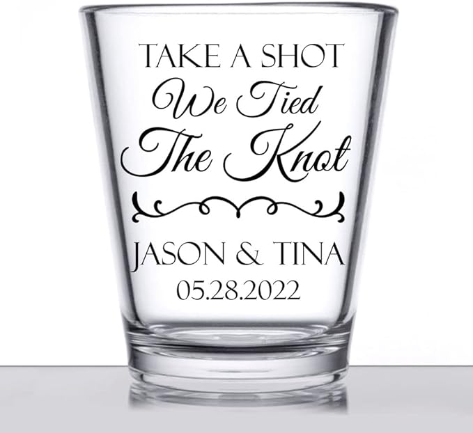 Personalized wedding shot glasses, take a shot we tied the knot, cute - Image 5