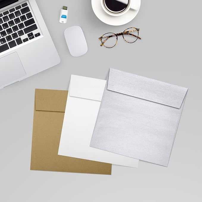 LUXPaper Square Invitation Envelopes | Peel & Press | 6" x 6" | Silver Metallic - Image 8