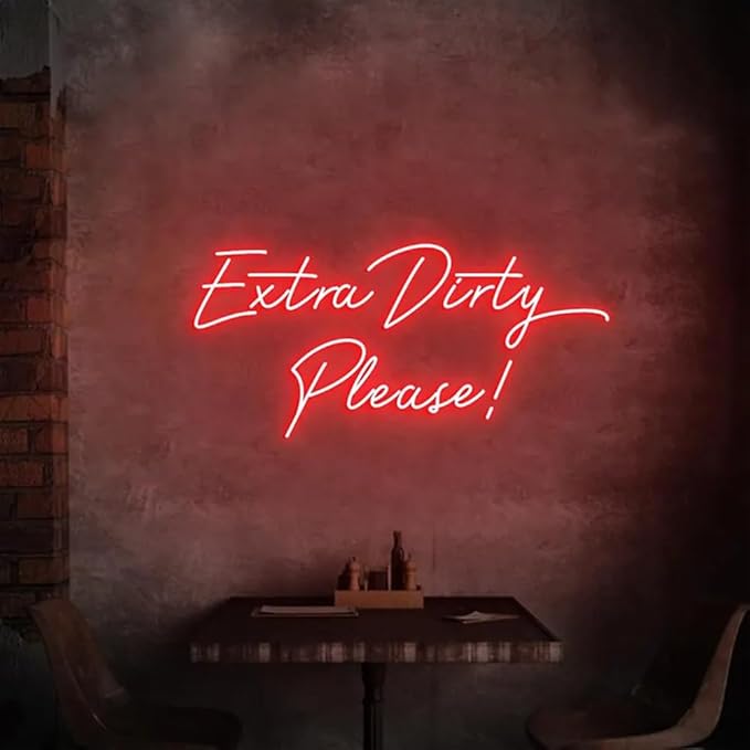Extra Dirty Please Neon Light Sign, Dirty Martini Bar Wall Neon Light, Cocktail by BELISAMA