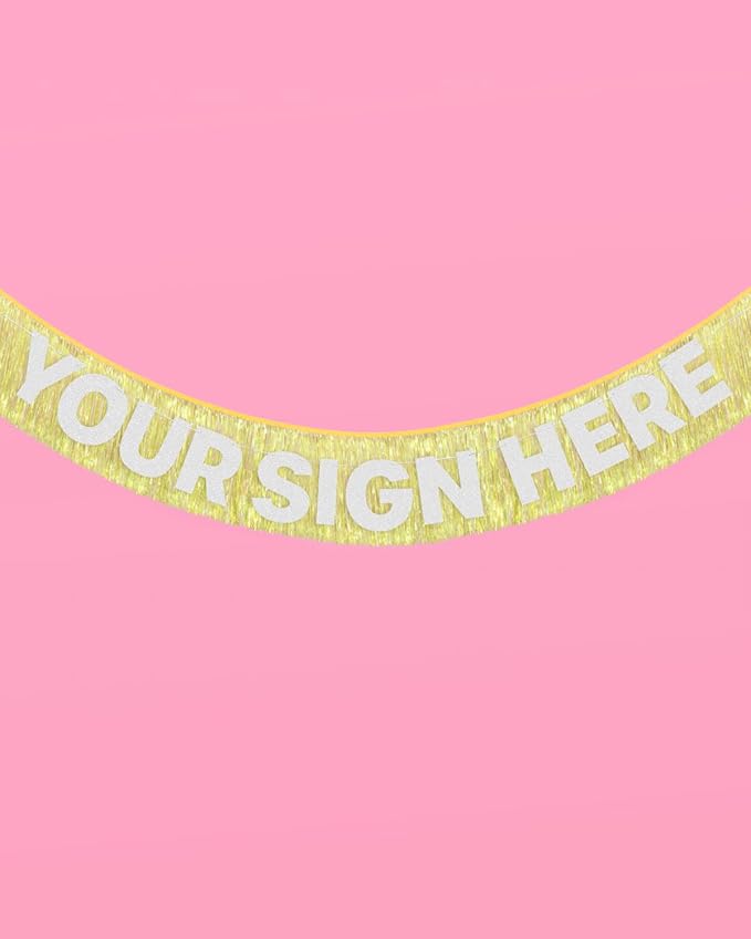 xo, Fetti Yellow Fringe Banner - 5 Ft. | Groovy Bachelorette Party Decorations - Image 2
