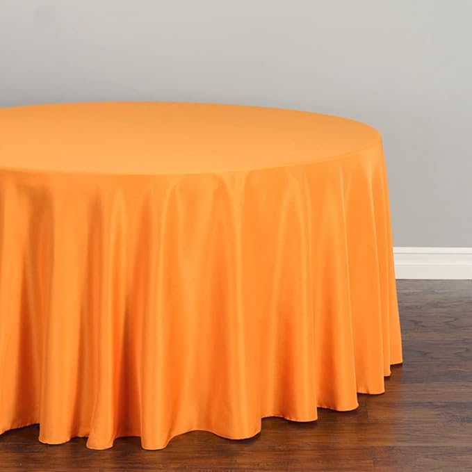 LTC LINENS 5 Pack 120 Inch Round Tablecloth Orange - Image 3