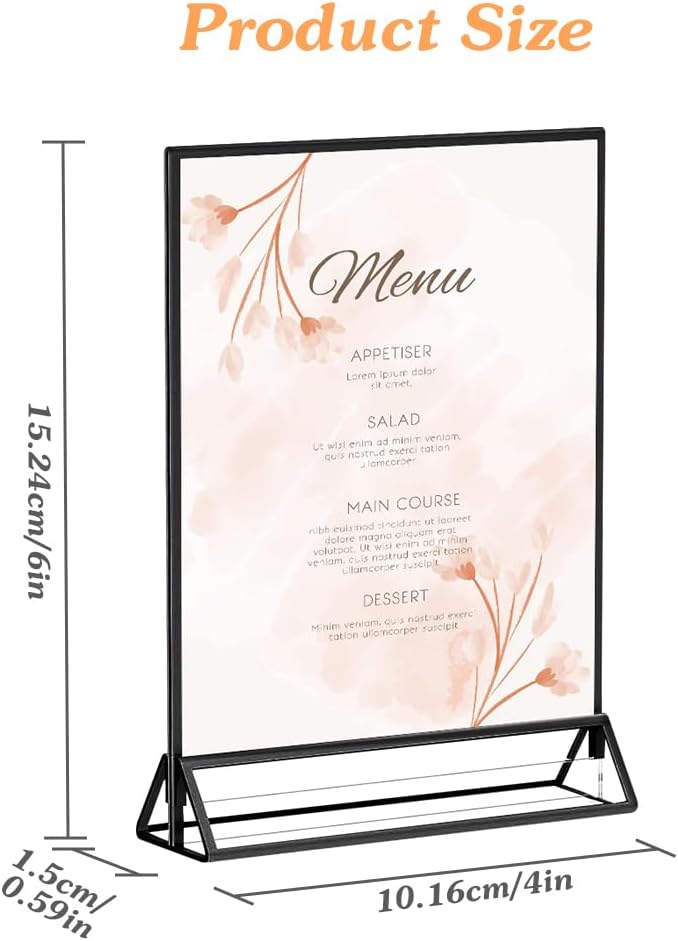 12PCS Acrylic Black Sign Holders, Wedding Table Sign Double Sided Holder - Image 2