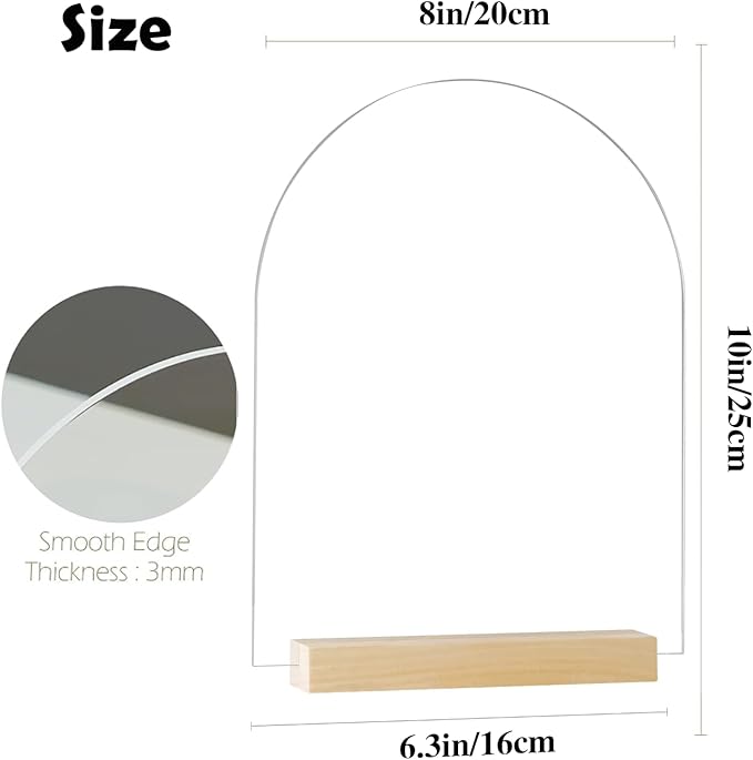 6 Pack 8x10 Inch Clear Arch Acrylic Sign - Image 2