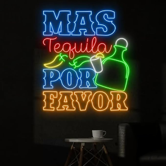 Mas Tequila Por Favor Neon Sign, Tequila Cocktail Led Light Signboard, Tequila - Image 4