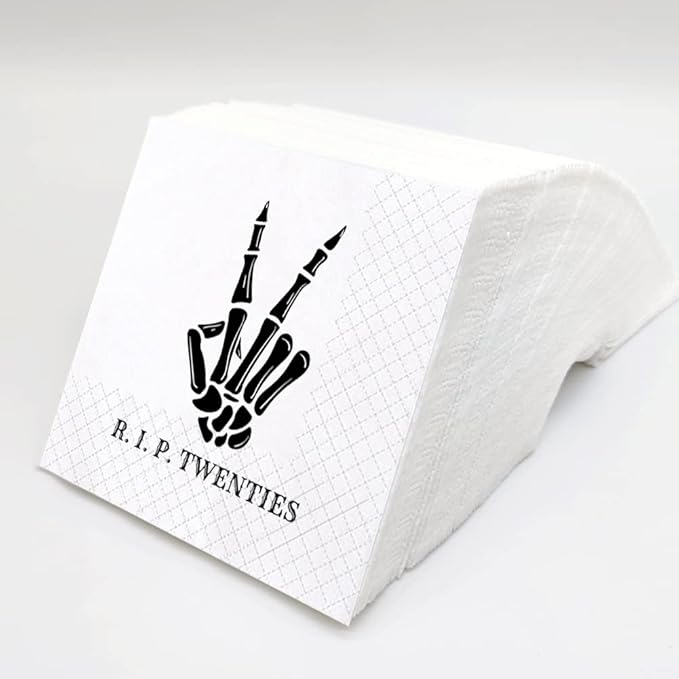 SharkBliss RIP Twenties Cocktail Napkins, 100 Pack RIP Twenties Death to My 20s - Image 2