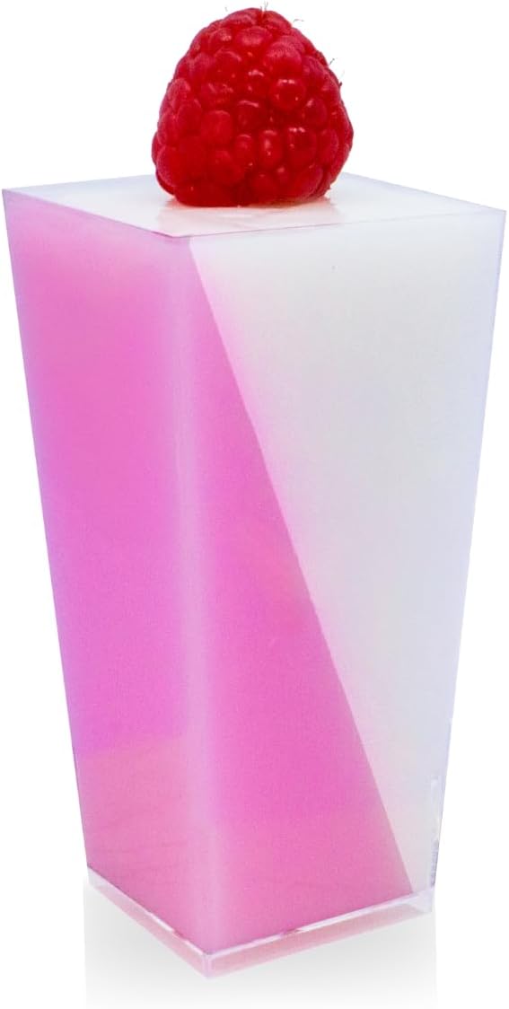 50 Pack Tiny 3oz Tall Pyramid Shooter | Disposable Mini Plastic Dessert Cups | by CMJJGourmetInc