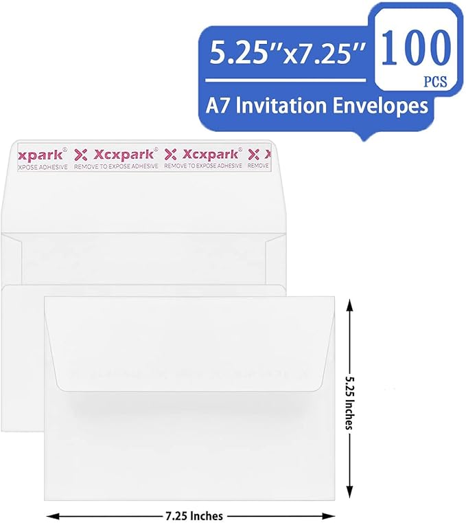 100 Qty Printable A7 Invitation Envelopes 5.25X7.25 inches Cards, Self Seal - Image 2
