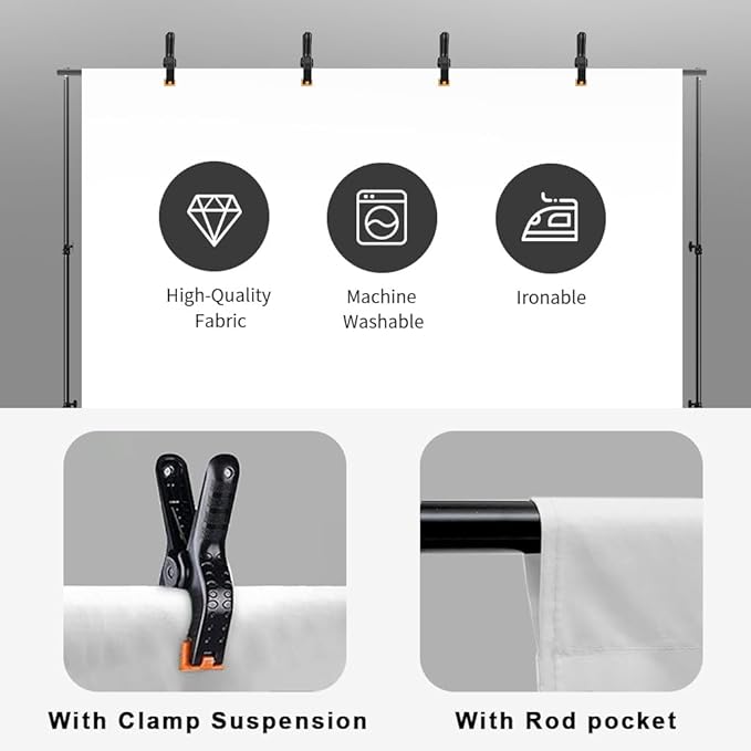 10x12ft White Backdrop for Photography, Polyester White Screen - Image 4