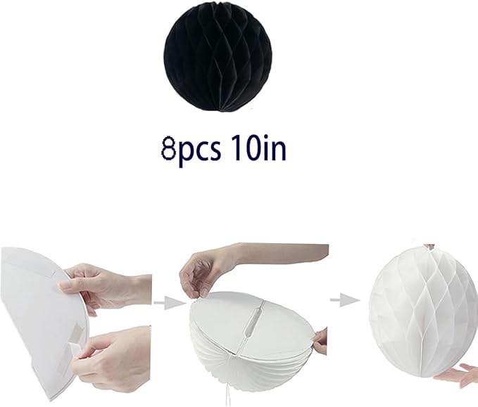 8pcs 10 inch Paper Honeycomb Balls Decorative Tissue Pom Poms Flower Art - Image 2