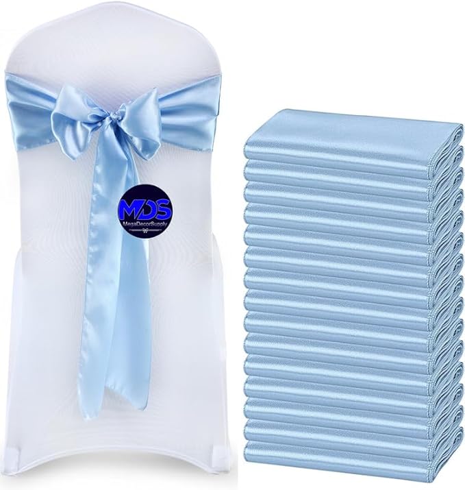 MDS Pack of 150 PCS Satin Chair Sashes Charmeuse Sateen Dining Chair Bows by MDS
