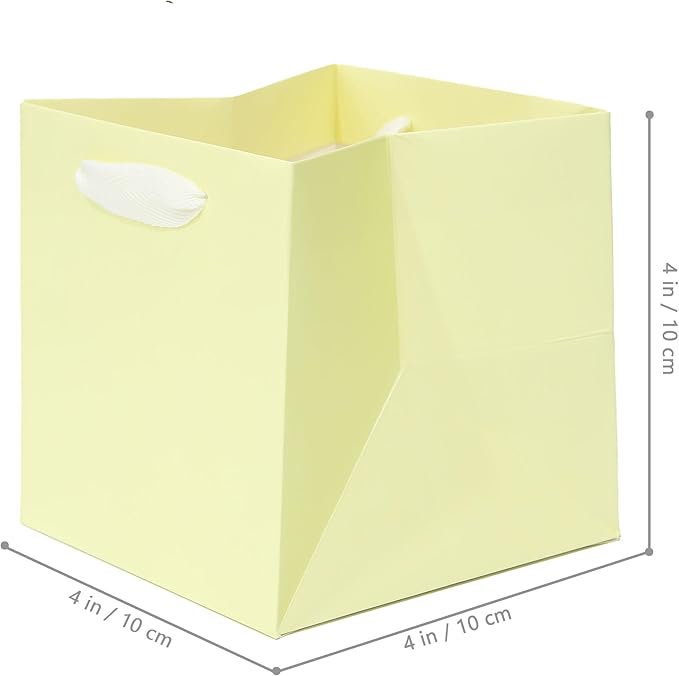 Yellow Paper Gift Bag 4 in Paper Box Small Square Bottom Kraft Paper Bags - Image 2