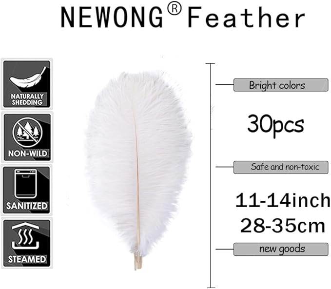 NEWONG 30pcs Blue Purple Ostrich Feathers Natural Bulk 11-14inch Vase Craft - Image 2