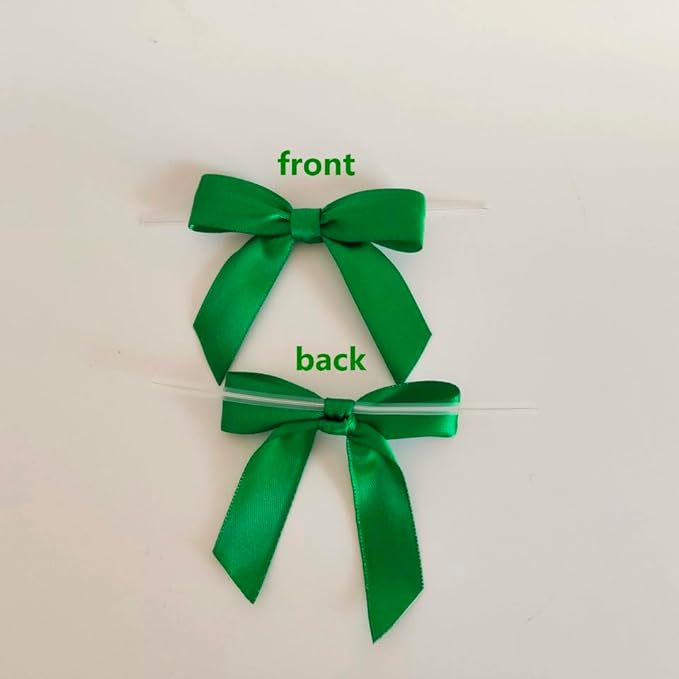 50pcs 2-1/2" Green Satin Ribbon Bows - Image 4