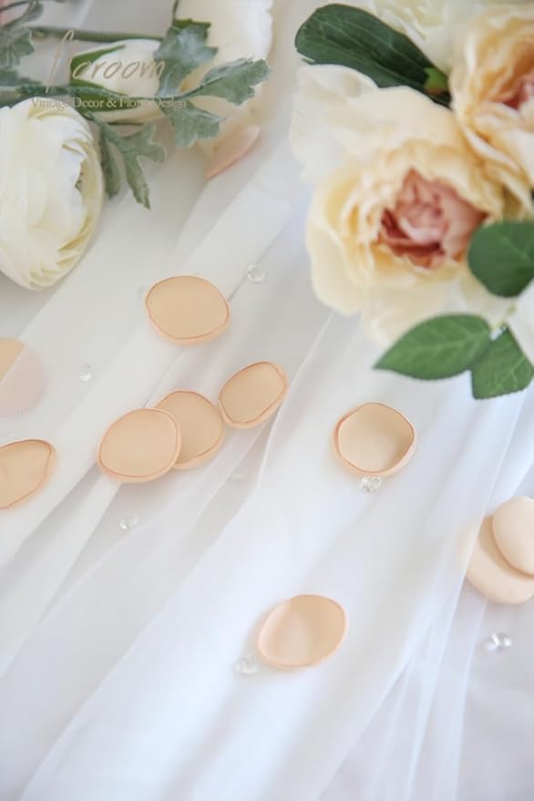 Floroom 300pcs Rose Petals Champagne Gold Faux Silk Flower Petals - Image 3