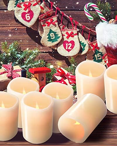 Hausware Flameless Candles Battery Operated Candles Set of 12 Real Wax Pillar - Image 5