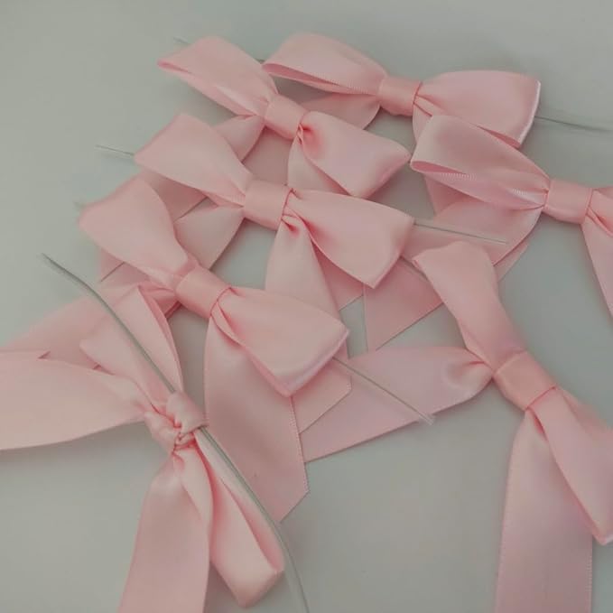 50pcs 3-1/2" Light Pink Satin Ribbon Bows - Image 9