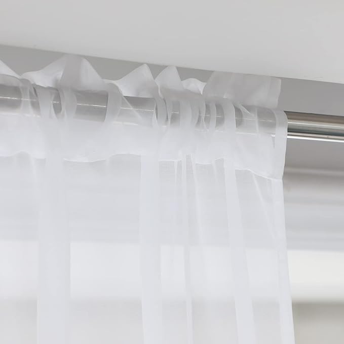 Window White Sheer Curtains 60 Inches Width 130 Inches Long 2 Panels Sheer - Image 5