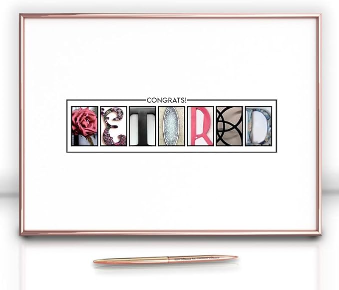 Framed Rose Gold Retirement Decorations Guest Book 12"x16" - Image 2