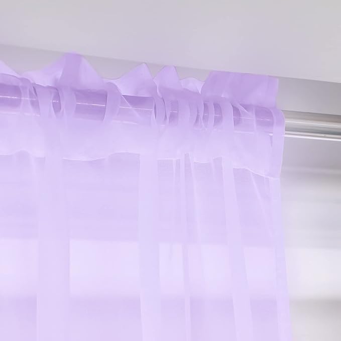 Window Purple Sheer Curtains 48 Inches Width 108 Inches Long 2 Panels Sheer - Image 4