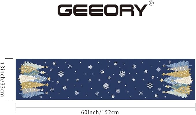 GEEORY Christmas Table Runner 13x60 Inch, Xmas Trees Snowflakes Holiday - Image 6