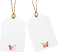 100Pcs Blank Gift Tags with String, Foil Rose Gold Butterfly Large Gift Tags by ASYEHJNR