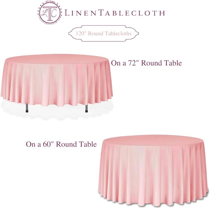 LTC LINENS Baby Blue Tablecloth 120 in Round - Image 7