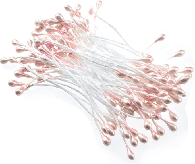 HAHIYO 700Pcs 3mm Light Pink Pearl Double Head Flower Stamen Pistil Hand-Made - Image 4