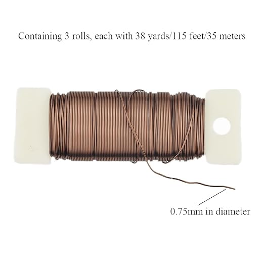 HAHIYO 22Gauge Coffee Color Metal Floral Wire - Image 3