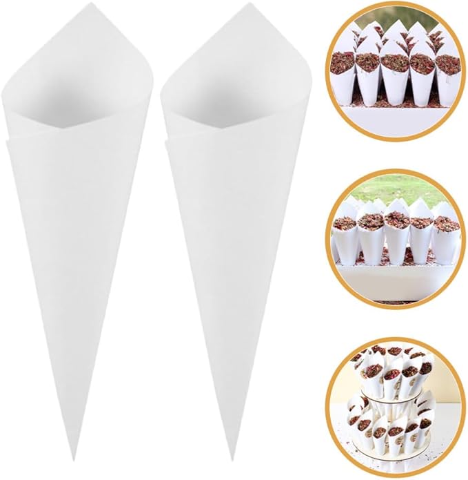 PRETYZOOM 60pcs Flower Cones Confetti Cones Rose Petal Candy Kraft Paper Cones - Image 5