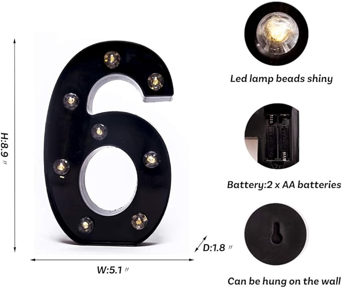 Foaky Black LED Marquee Number Lights Sign Light Up Marquee Number Lights Sign - Image 3