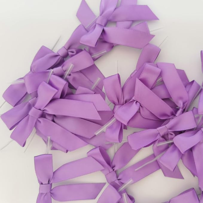 50pcs 2-1/2" Purple Satin Ribbon Bows - Image 8