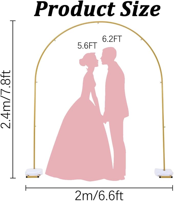 Vincidern Wedding Arch Backdrop Stand 7.8FT, Party Balloon Arch Stand - Image 4