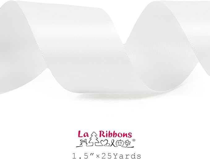 LaRibbons White Ribbon 1 1/2 Inch 25 Yards Double Faced White Silk Ribbon - Image 5