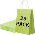 BAG BOX 25 Pack Small 5.9x3.1x8.25 Inch Green Kraft Paper Gift Bags by BAGBOX