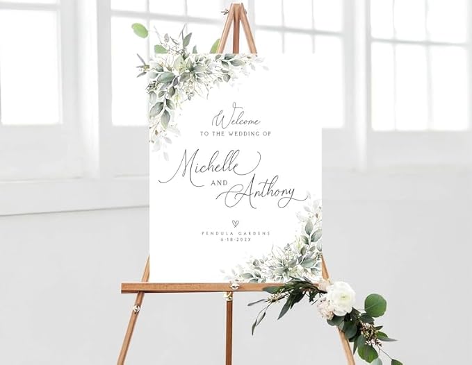 Greenery Wedding Signs, Wedding Welcome Sign, Wedding Signs - Image 2