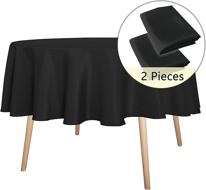 sancua 2 Pack Round Tablecloth 70 Inch Black, Stain and Wrinkle Resistant Table - Image 4