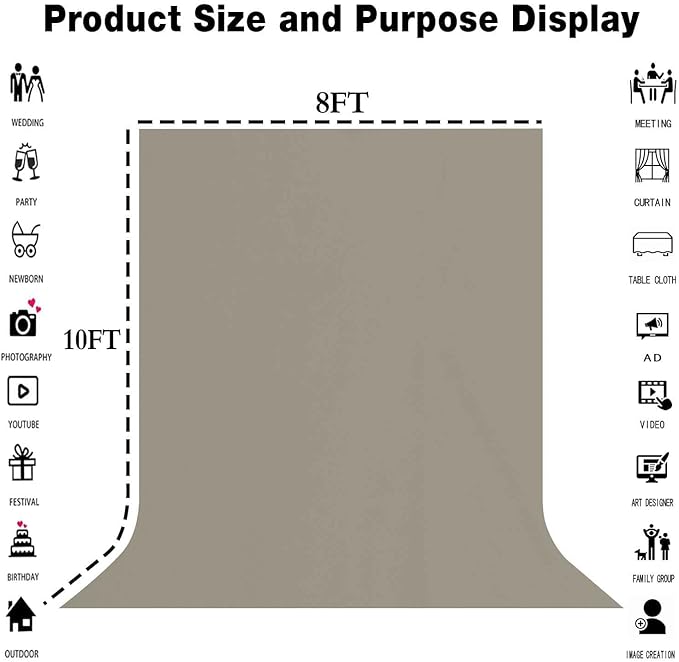 Portrait Backdrop Cloth 8x10FT Gray Screen Backdrop Photo Background, - Image 3