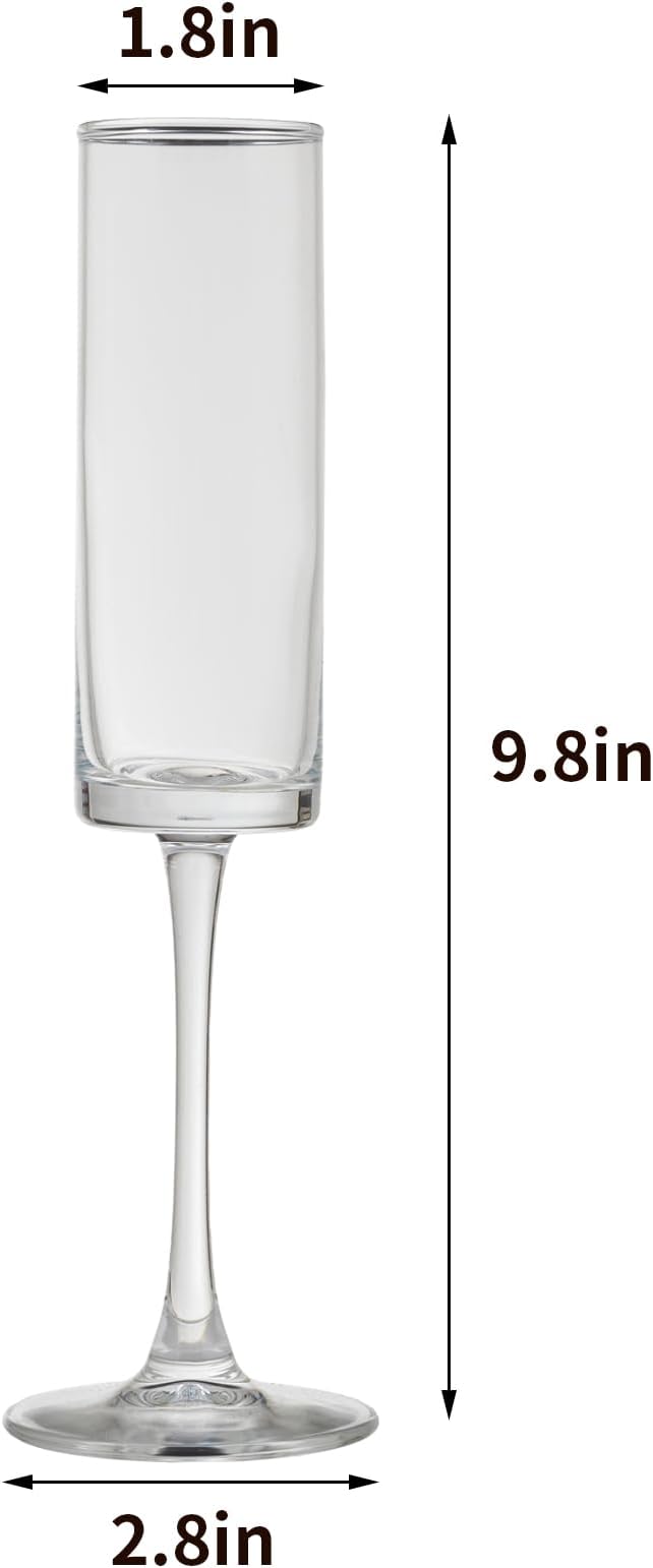 12 Pieces Clear Champagne Flutes 6 OZ Straight Sided Wine Glasses Champagne - Image 6