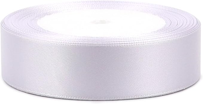 White Solid Satin Ribbon 1 Inch 25 Yards Solid Polyester Fabric Ribbon - Image 3