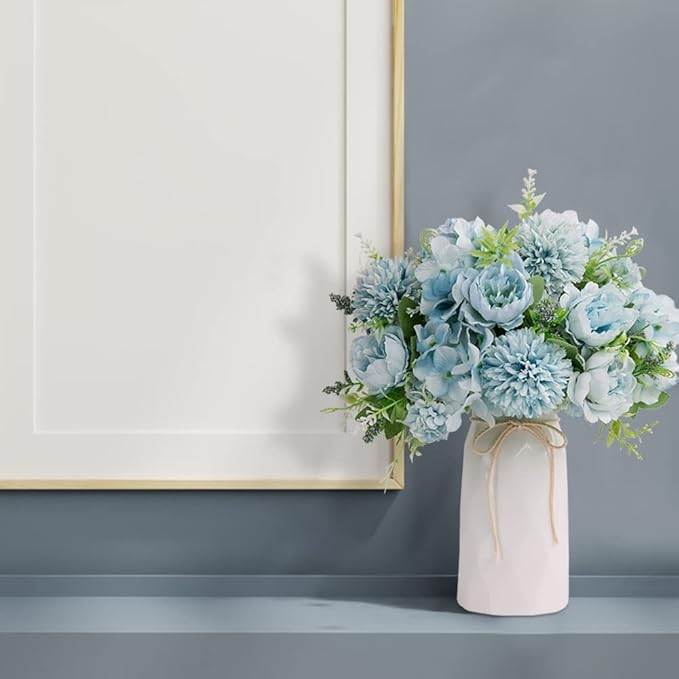 LESING Artificial Peony with Vase Silk Flowers Bouquets Fake Hydrangea Bulks - Image 7