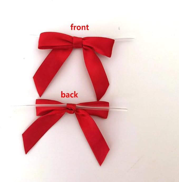 50pcs 2-1/2" Red Satin Ribbon Bows - Image 4