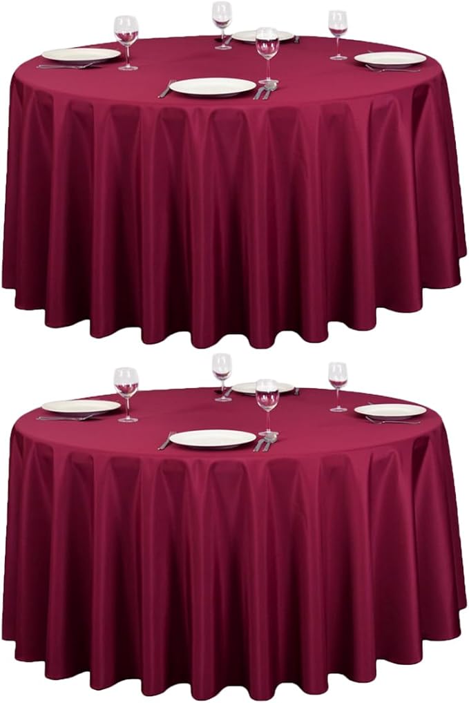 LTC LINENS 2 Pack 120 Inch Round Tablecloth Burgundy by LTCLINENS