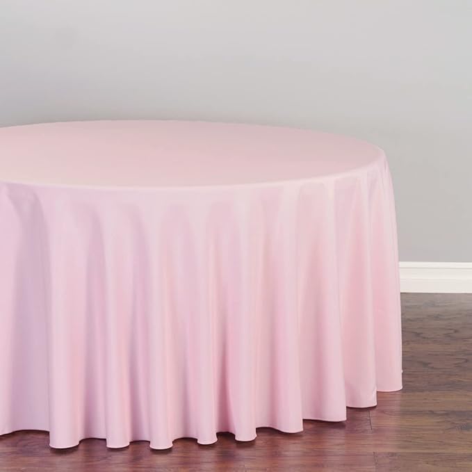 LTC LINENS 2 Pack 120 Inch Round Tablecloths Pink - Image 3