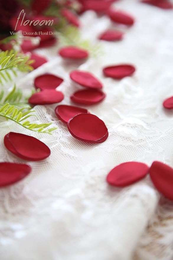 Floroom 500pcs Rose Petals Dark Red Faux Silk Flower Petals - Image 4