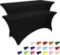 IVAPUPU 2 Pack 4FT Table Cloth for Rectangular Fitted Events Stretch Black by IVAPUPU