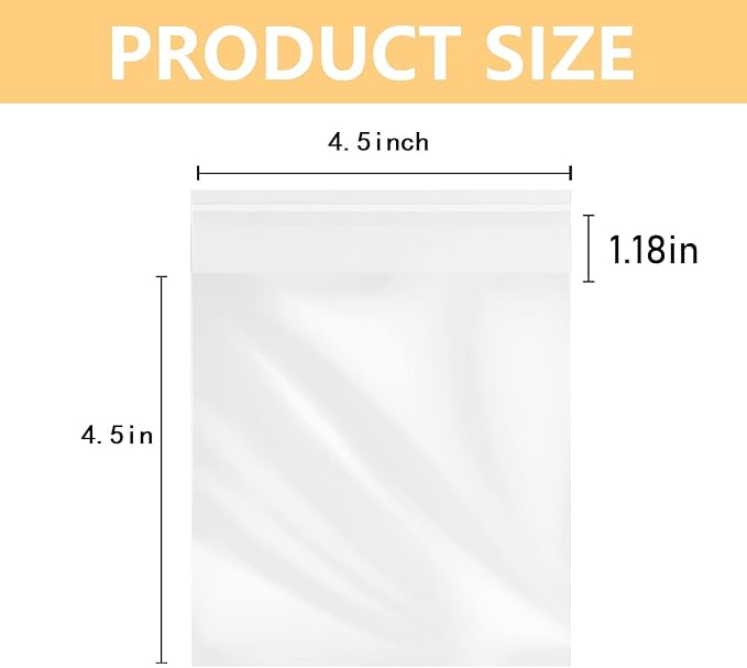 200 Pcs 4.5''x 4.5'' Clear Resealable Cello/Cellophane Good - Image 2