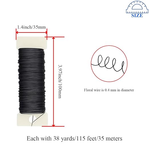 HAHIYO 26Gauge Black Metal Floral Wire - Image 2