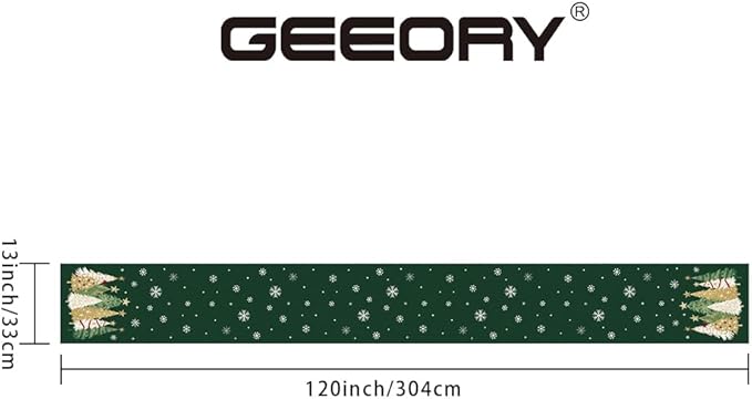 GEEORY Christmas Table Runner 13x120 Inch, Xmas Trees Snowflakes Holiday - Image 6
