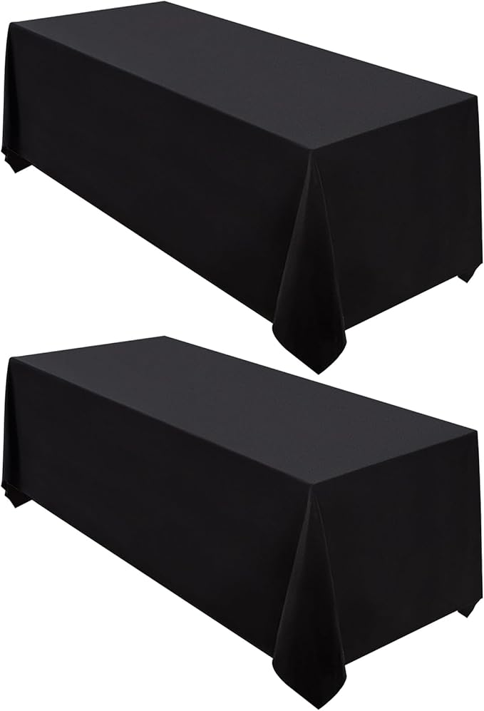 Surmente 2 Pack Black Tablecloth 90 x 132-inch Rectangular Polyester Table Cloth by Surmente
