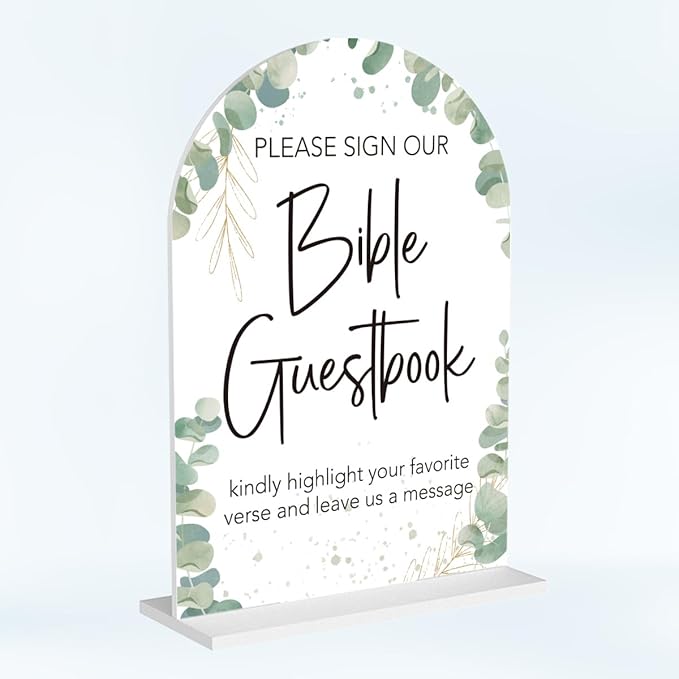 Boho Wedding Bible Guest Book Sign Our Bible Wedding Sign Acrylic Arch Wedding by Unknown